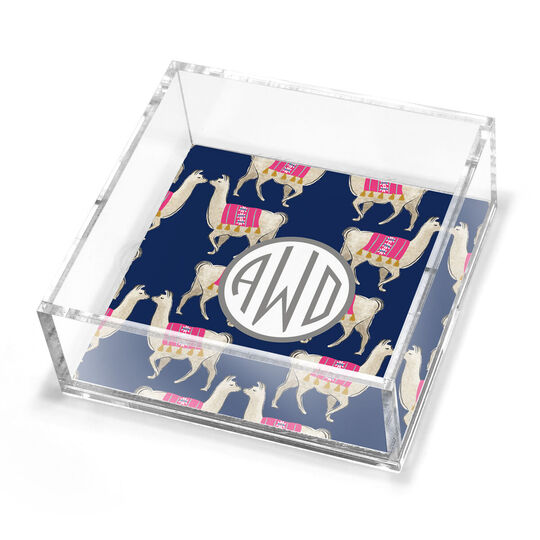 Llama Navy Petite Lucite Trinket Tray